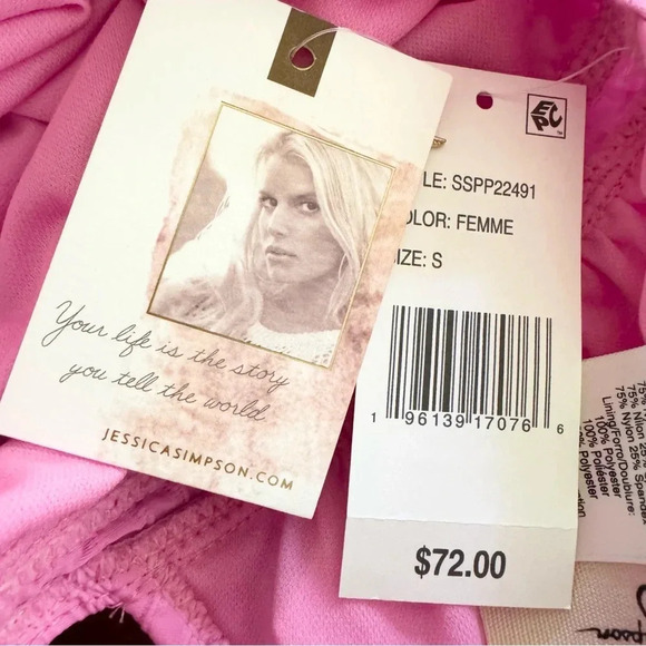 NWT Jessica Simpson Femme Pretty in Pique Strappy Back Swim Tankini Top Size S - Picture 6 of 9